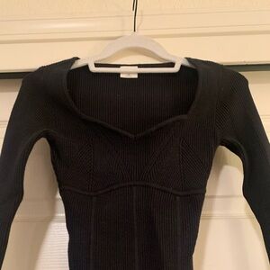 A&F Ribbed Sweater Sweetheart Neckline Bodysuit